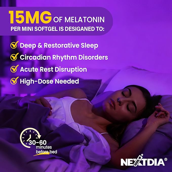 Liposomal Time Release Melatonin + Magnesium Sleep Supplement, Natural Calm Sleep Aids for Adults, 15mg 30mg Melatonin Extended Release Pills w/ GABA, 5-HTP, Ashwagandha & L-Theanine, 120 Softgels