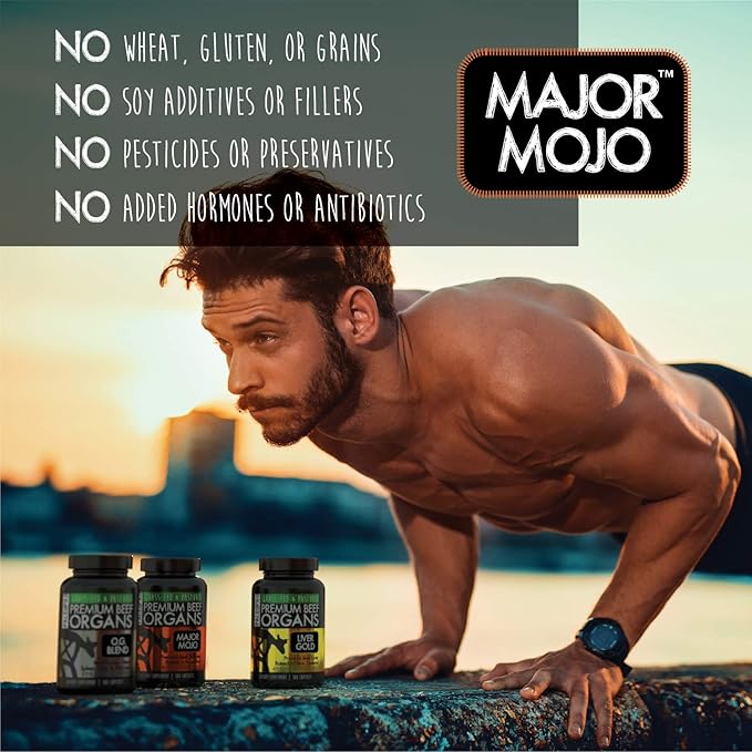 Paleo Pro O.G. Blend Premium Beef Organs Capsules, Kidney, Heart, Liver, Spleen and Pancreas from Grass Fed & Pastured Cows, Dietary Supplement, No GMO, 180 Capsules (Beef Testicles)