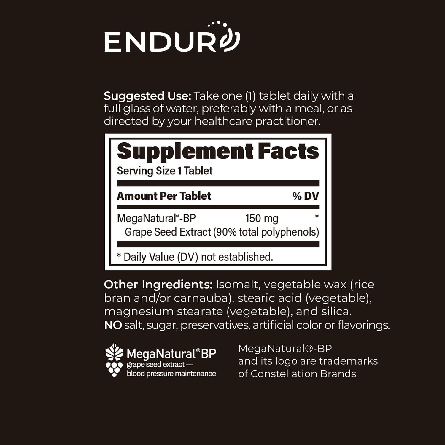MegaNatural BP, Grape Seed Extract Supplements with Sustained-release California Grape Seed Extract Herbal Supplements for Optimized Absorption & Supports Energy, 150 mg, 120 Tablets