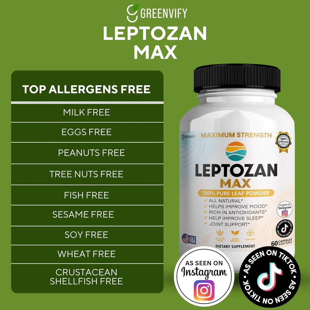Leptozan Max, 800mg Horseradish Tree Moringa Supplement, 60 Veggie Capsules, 30 Day Supply (1)