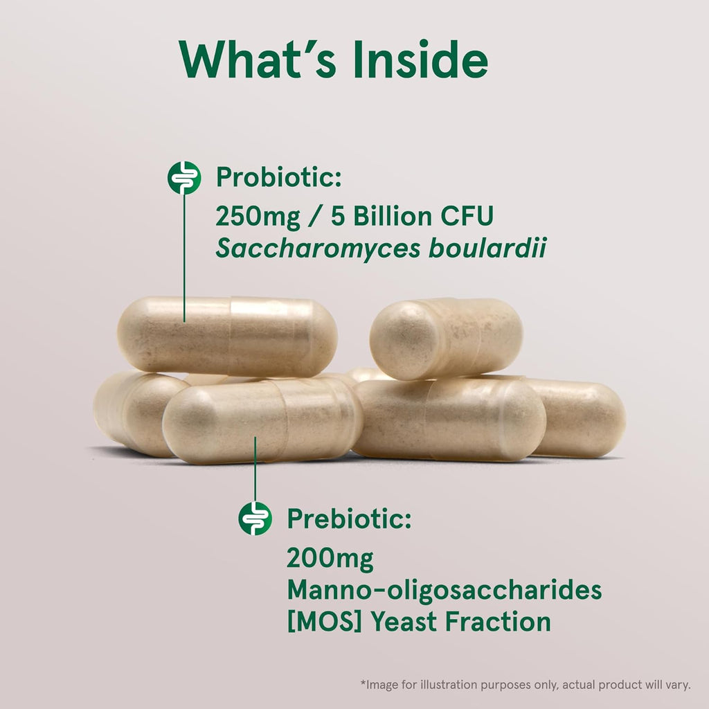 Jarrow Formulas Saccharomyces Boulardii Probiotics + MOS 5 Billion CFU Probiotic Yeast for Intestinal Health Support, Gut Health Supplements for Women and Men, 180 Veggie Capsules, 180 Day Supply
