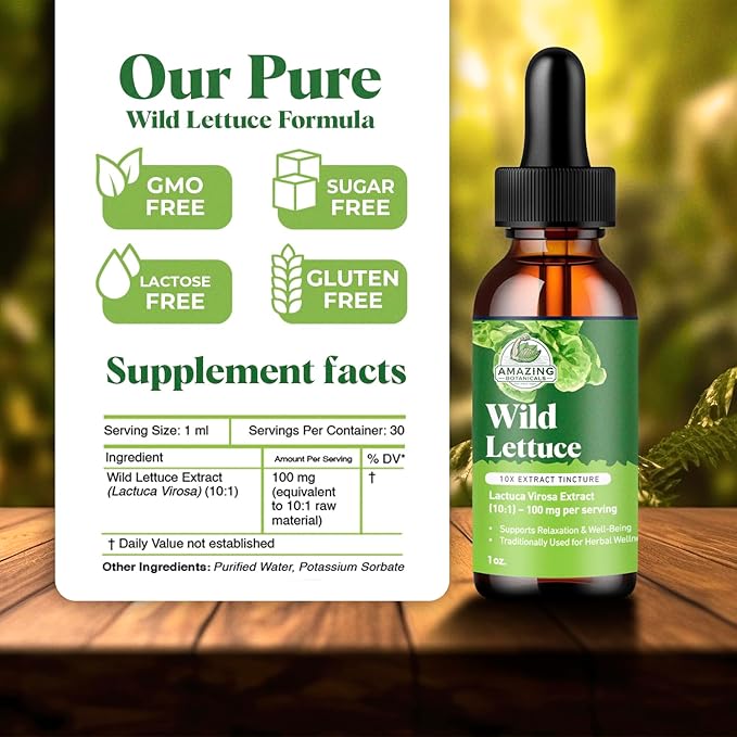 Amazing Botanicals Wild Lettuce 10X Extract Tincture 30,000 mg (1 Fl Oz (Pack of 1))