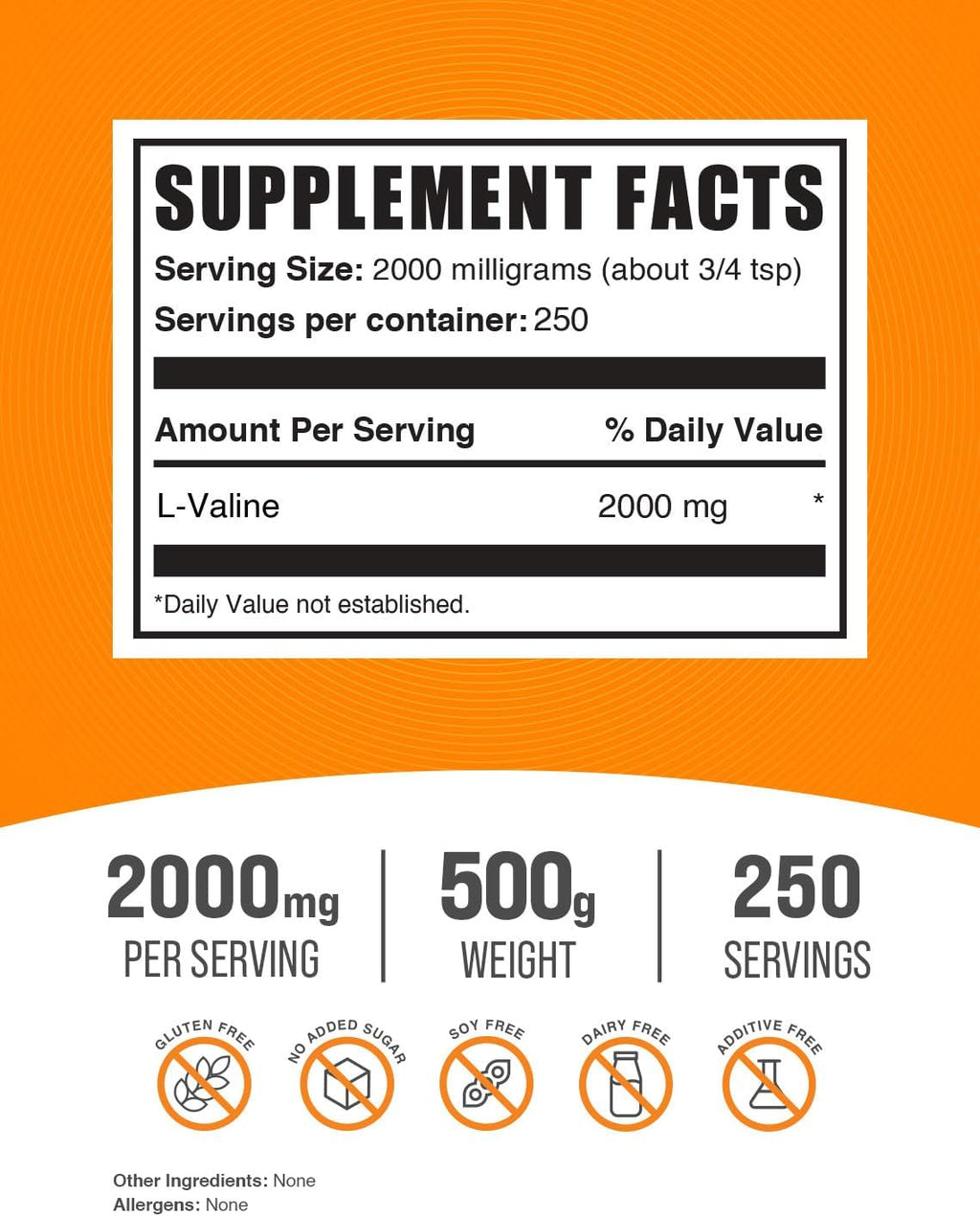 BulkSupplements.com L-Valine Powder - Valine Supplement, BCAA Supplement, Amino Acid Powder - Unflavored & Gluten Free, 2g per Serving, 500g (1.1 lbs) (Pack of 1)