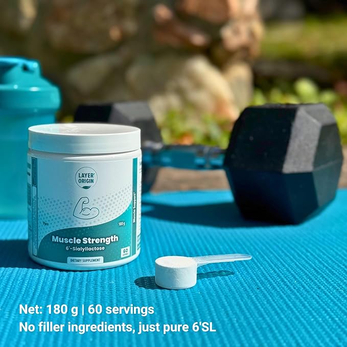 Layer Origin 6'-Sialyllactose (6'-SL HMO) for Muscle Health, GNE, Strength & Performance Support – Fast Recovery, Reduced Fatigue, 3000 mg per Serving, 60 Servings