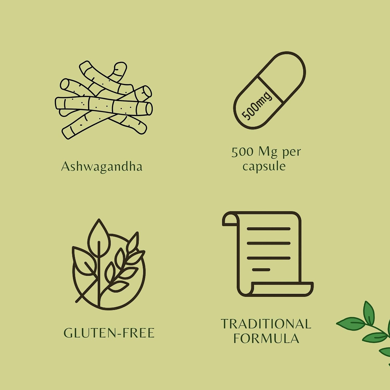 Ashwagandha Root Extract 500mg - 60 Vegetarian Capsules | Withania Somnifera Withanoloids | All Natural | 100% Vegan | Gluten-Free | GMP Certified