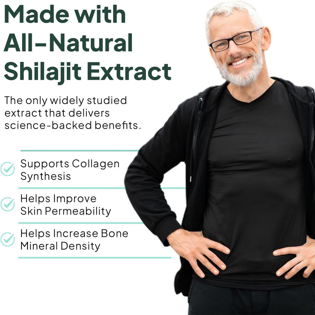 One-Per-Day Shilajit for Men and Women - Natural Shilajit Supplement for Age-Defying, Bone Strength, Hormone Support and More - 30 Shilajit Capsules