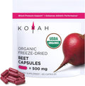 KOYAH Organic Beet Capsules – Freeze-Dried Whole Beet Root – 500 mg Powder per Capsule (Equivalent to 4,000 mg Fresh Beets) – Supports Blood Pressure & Athletic Performance