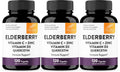 Sandhu's Elderberry Vitamin C Vitamin D3 with Zinc & Quercetin | Capsules for Men & Women | Supports Immune Health | 120 Count (Pack of 3)