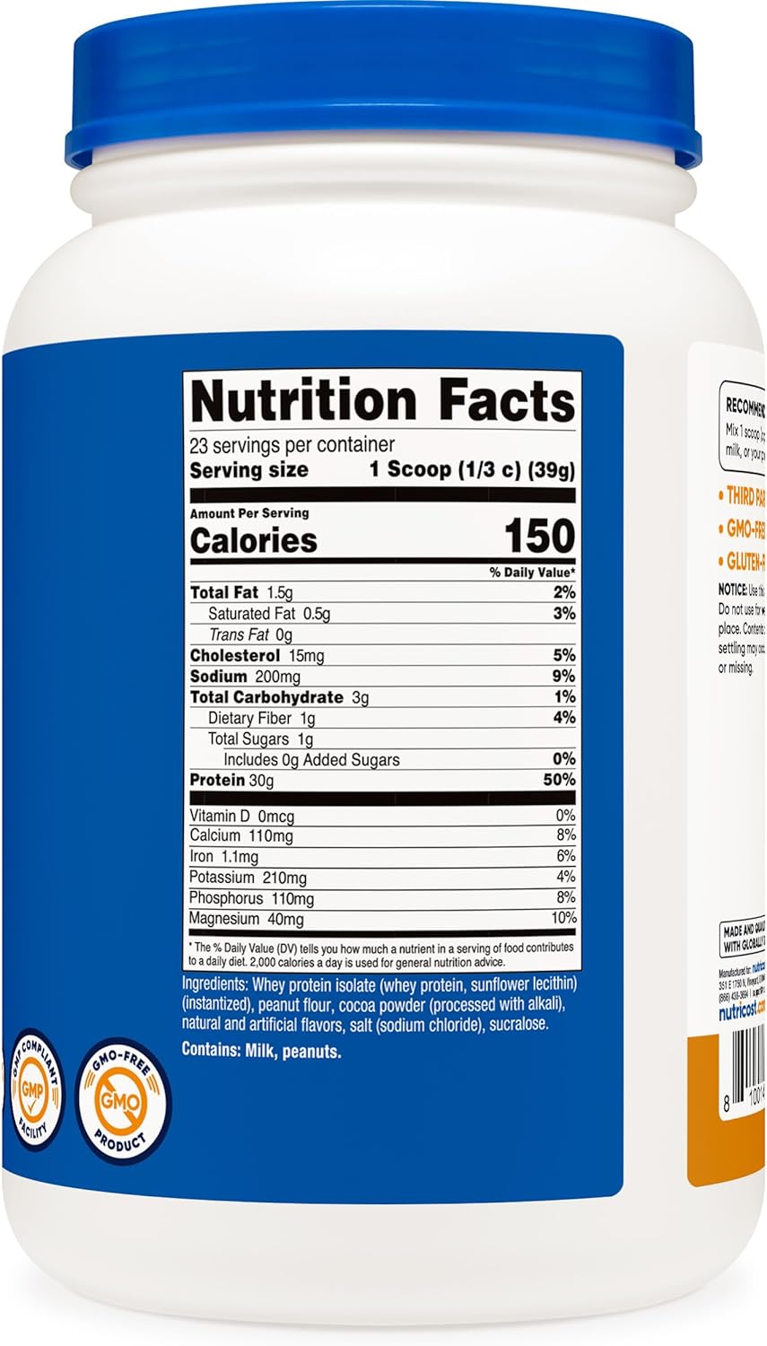 Nutricost Whey Protein Isolate (Chocolate Peanut Butter, 2 Pound) Protein Powder