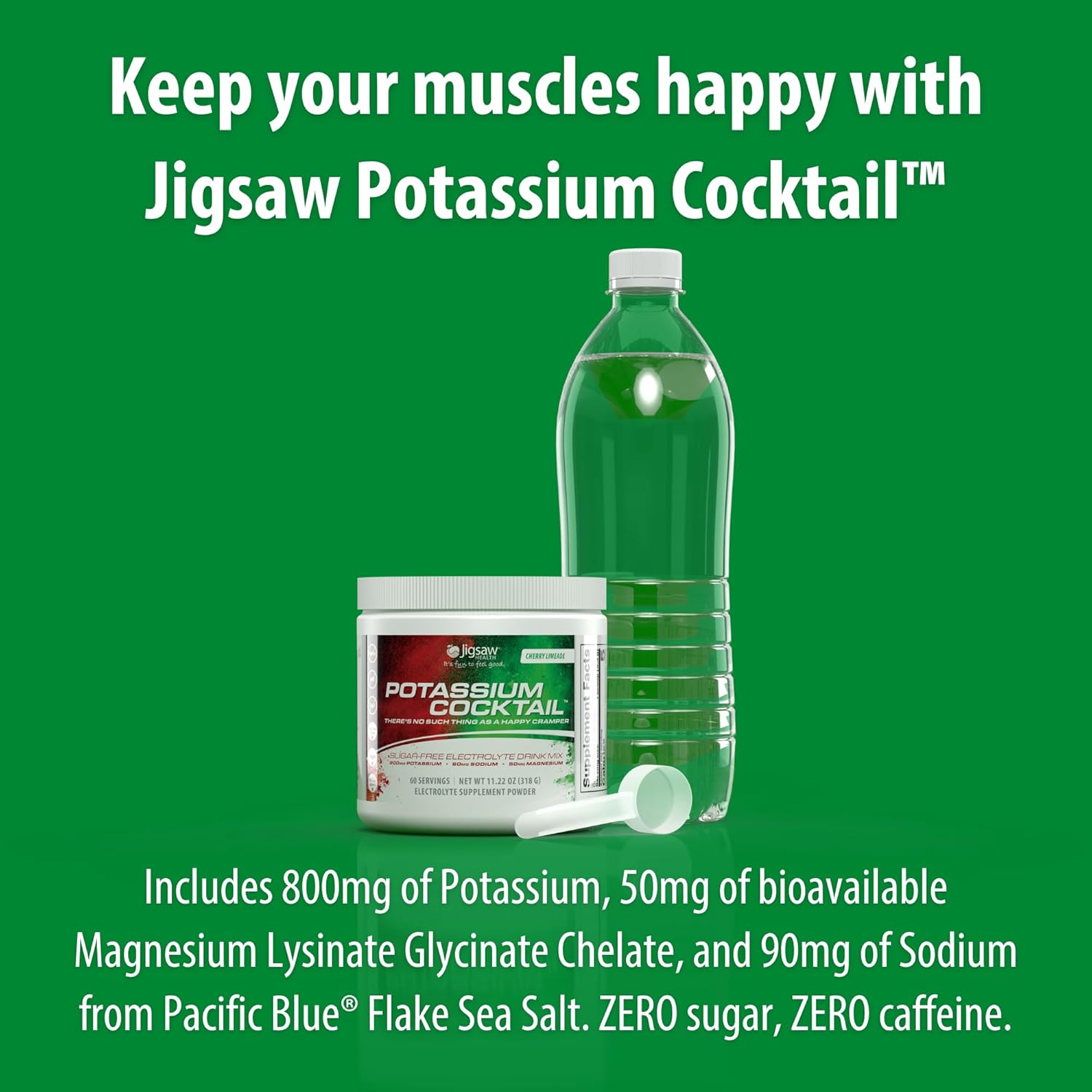 Jigsaw Health Potassium Cocktail | Formerly Pickleball Cocktail | Cherry Limeade Flavor | 60 Servings (Jar)