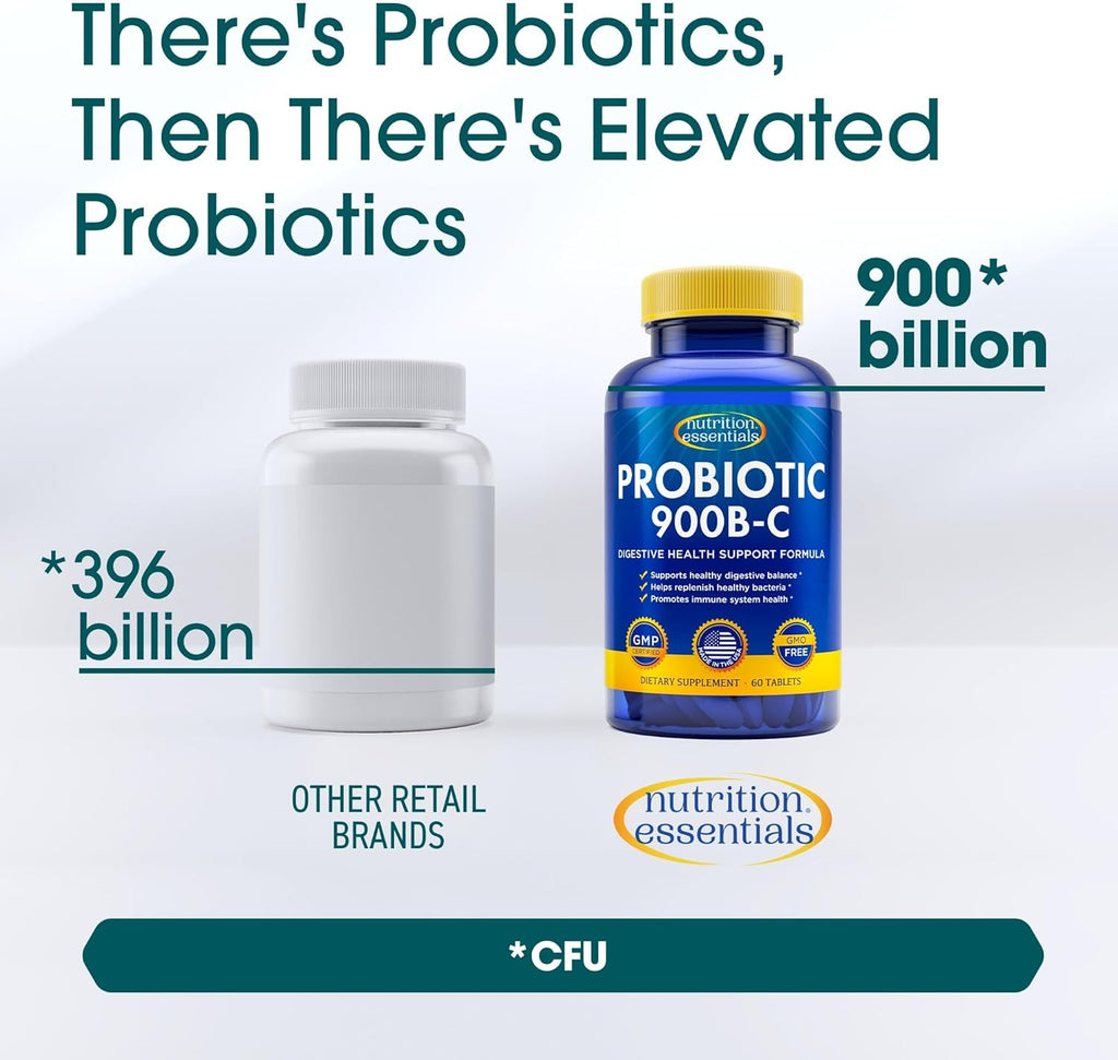 Nutrition Essentials Probiotics for Women and Men - with Lactase Enzyme and Prebiotic Fiber for Digestive Health - 80 Percent + More Potent Supplement for Gut Health Support - Vegan Formula