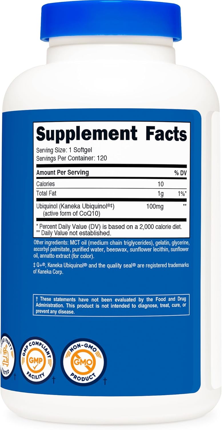 Nutricost Ubiquinol Softgels (120 Softgels | 100 mg Per Serving) - Superior Absorption Antioxidant | Active Form of CoQ10 - Gluten Free, Non-GMO