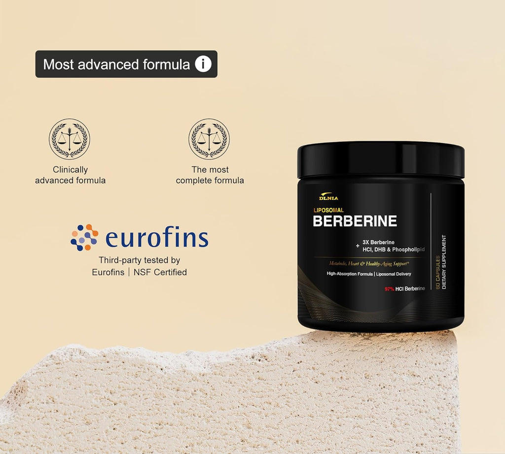 Liposomal Berberine Supplement – 3X Strength Berberine Matrix with DHB, Phospholipids, CoQ10, ALA, Vitamin D3, Chromium, Cinnamon – Advanced GLP-1 & Metabolic Support – 60 Count