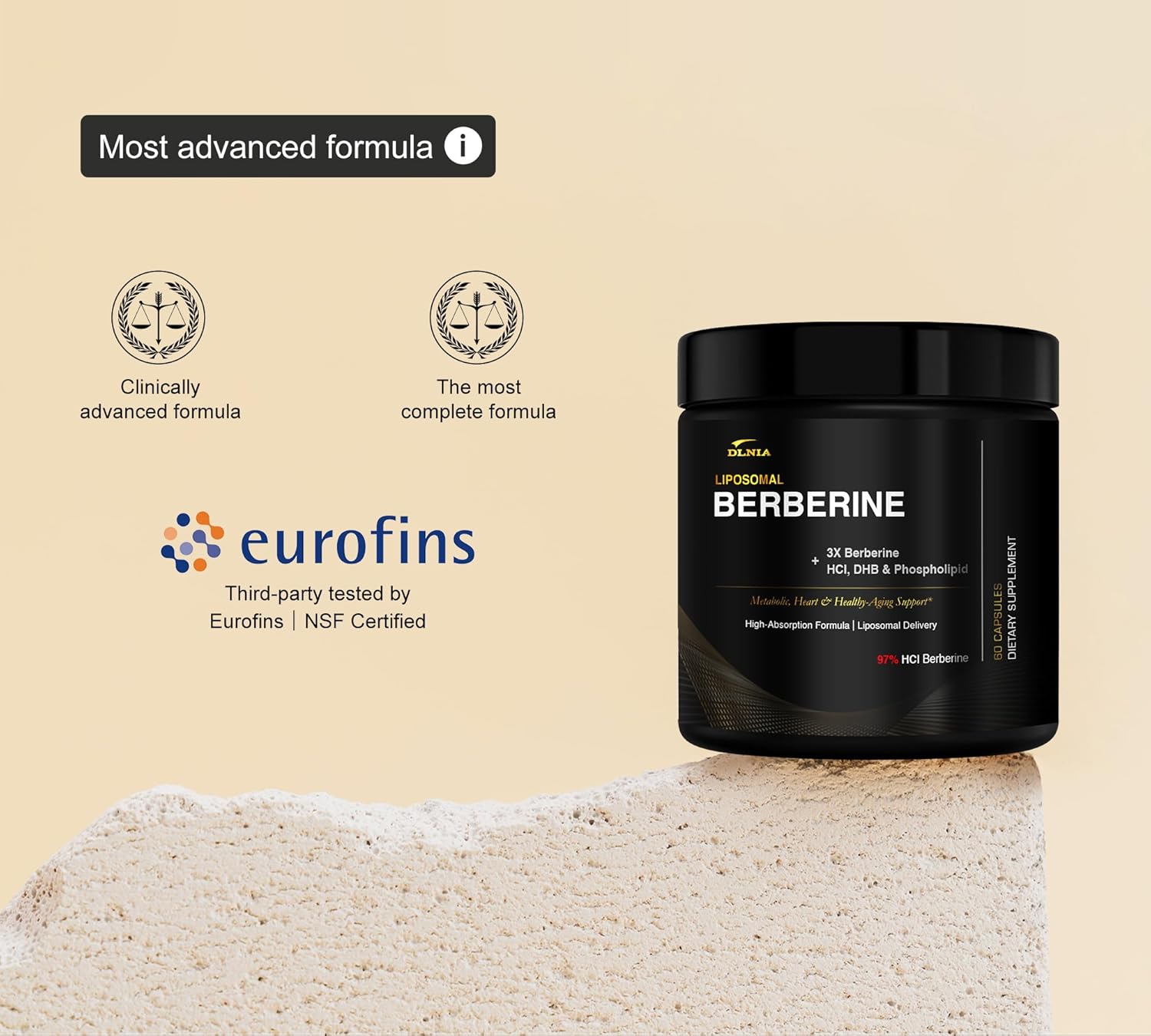 Liposomal Berberine Supplement – 3X Strength Berberine Matrix with DHB, Phospholipids, CoQ10, ALA, Vitamin D3, Chromium, Cinnamon – Advanced GLP-1 & Metabolic Support – 60 Count