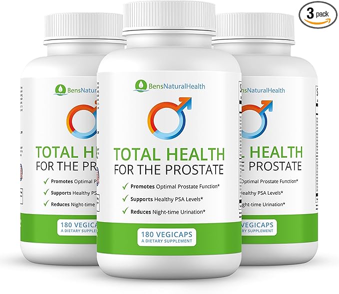 Ben's Natural Health Total Health for The Prostate Supplement with Beta Sitosterol Vitamins C, D, E, Zinc and Turmeric, 360 Vegicaps, 3 Pack