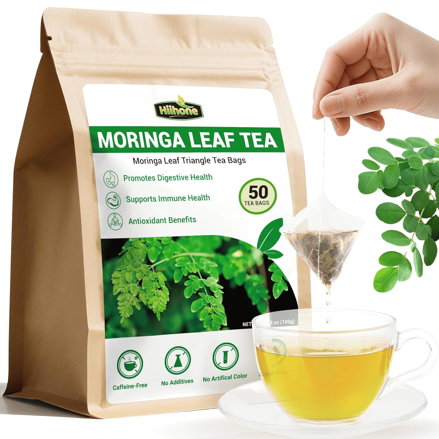 Moringa Leaf Tea - Caffeine Free, 50 Tea Bags