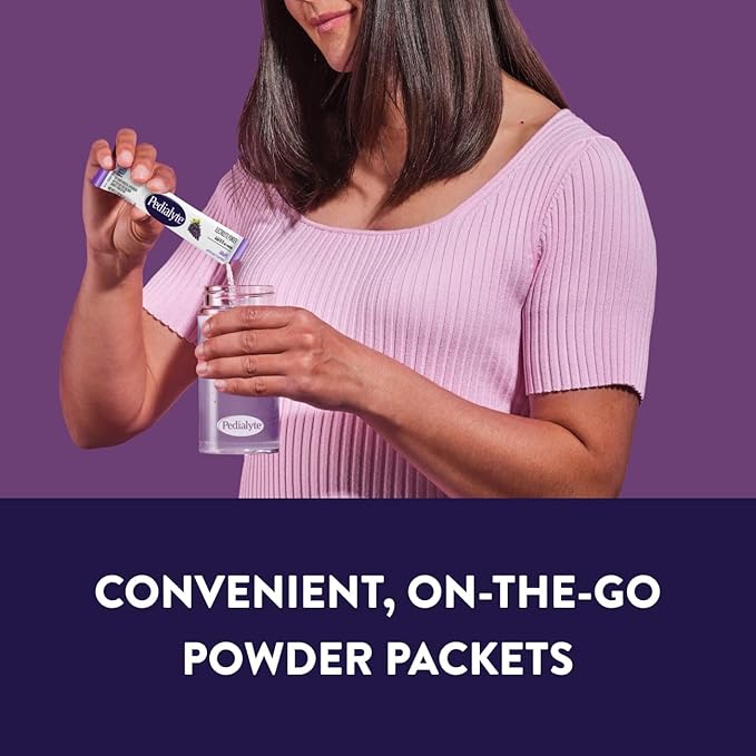 Pedialyte Electrolyte Powder | Hydration Drink for Kids & Adults | Grape, 100 Powder Packets