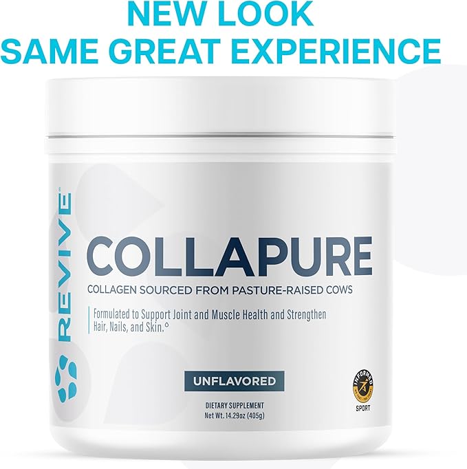 Revive MD CollaPURE Collagen Peptides Powder for Women & Men, Unflavored - Type I & Type III Grass-Fed Collagen Supplements for Hair, Skin, Nails, Bones & Joint Health - No Fillers (30 Servings)