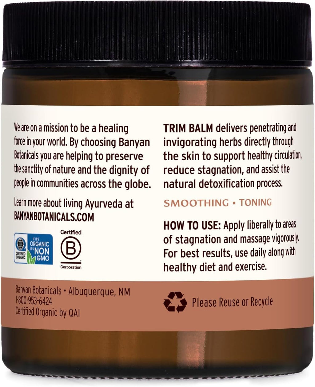 Banyan Botanicals Trim Balm - Certified Organic, 4 oz - Chitrak and Guggulu Increases Metabolism