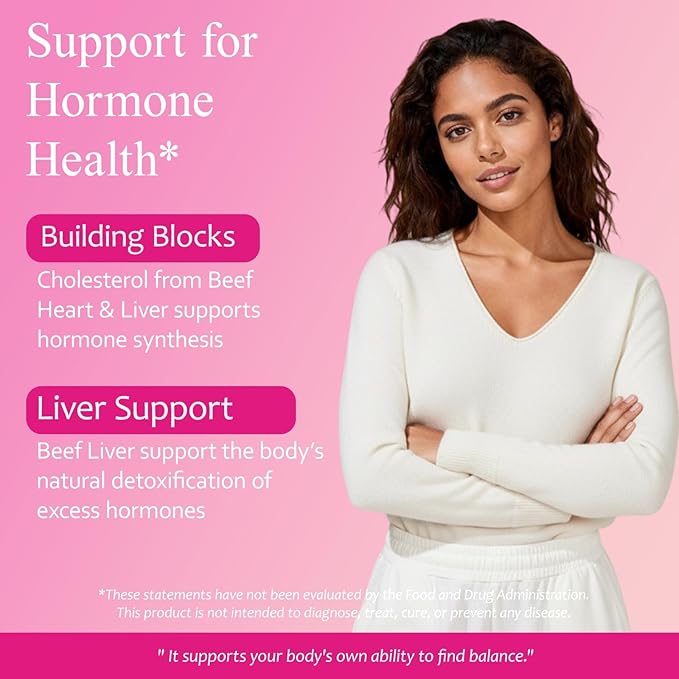 Rasav Beef Organ Supplement for Women - Supports Hormone Balance, Ferritin & Energy Levels - Grass-Fed Beef Liver, Kidney, Heart, & More - 120 Capsules