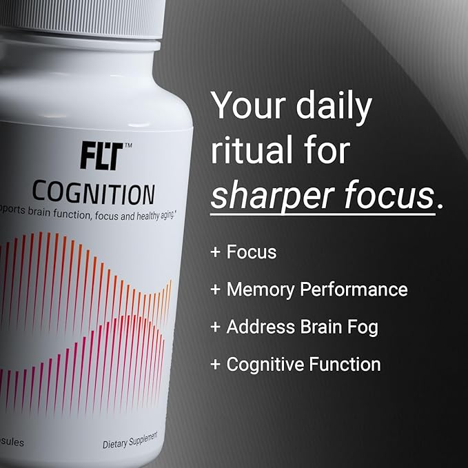 FLT Cognition Supplement – Focus, Improved Memory Recall & Clarity Nootropic with Ergothioneine, L-Theanine, Gingko Biloba, Lutein & Green Coffee Bean Extract – 60 Capsules | Vegan