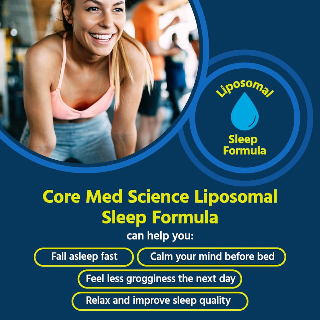 Liposomal Oral Sleep Spray Formula by Core Med Science, 1 Fl Oz - Melatonin Spray for Sleep & Relaxation - Glutathione, Melatonin, & GABA Sleep Aid Spray for Adults - Supports Restful & Quality Sleep