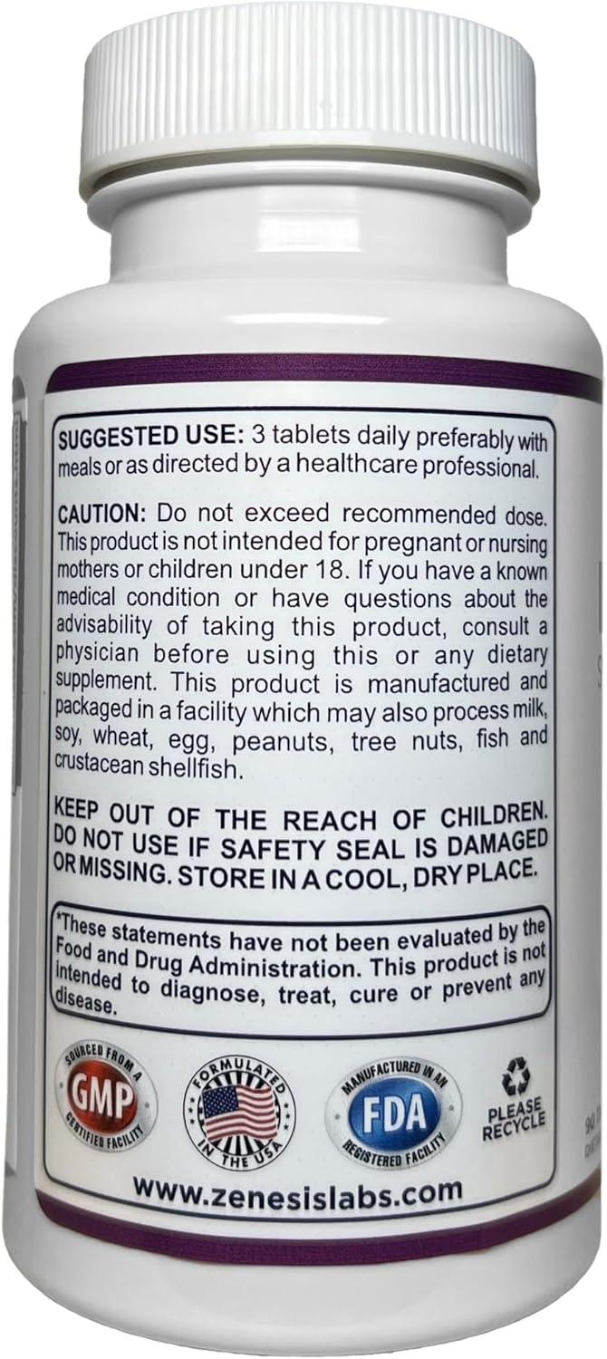 Zenesis Labs Organic Immune Support Supplement Vitamin C, Moringa, Elderberry, Astragalus, Oregano, Ginger, Garlic (90 Tablets, 30 Day Supply)