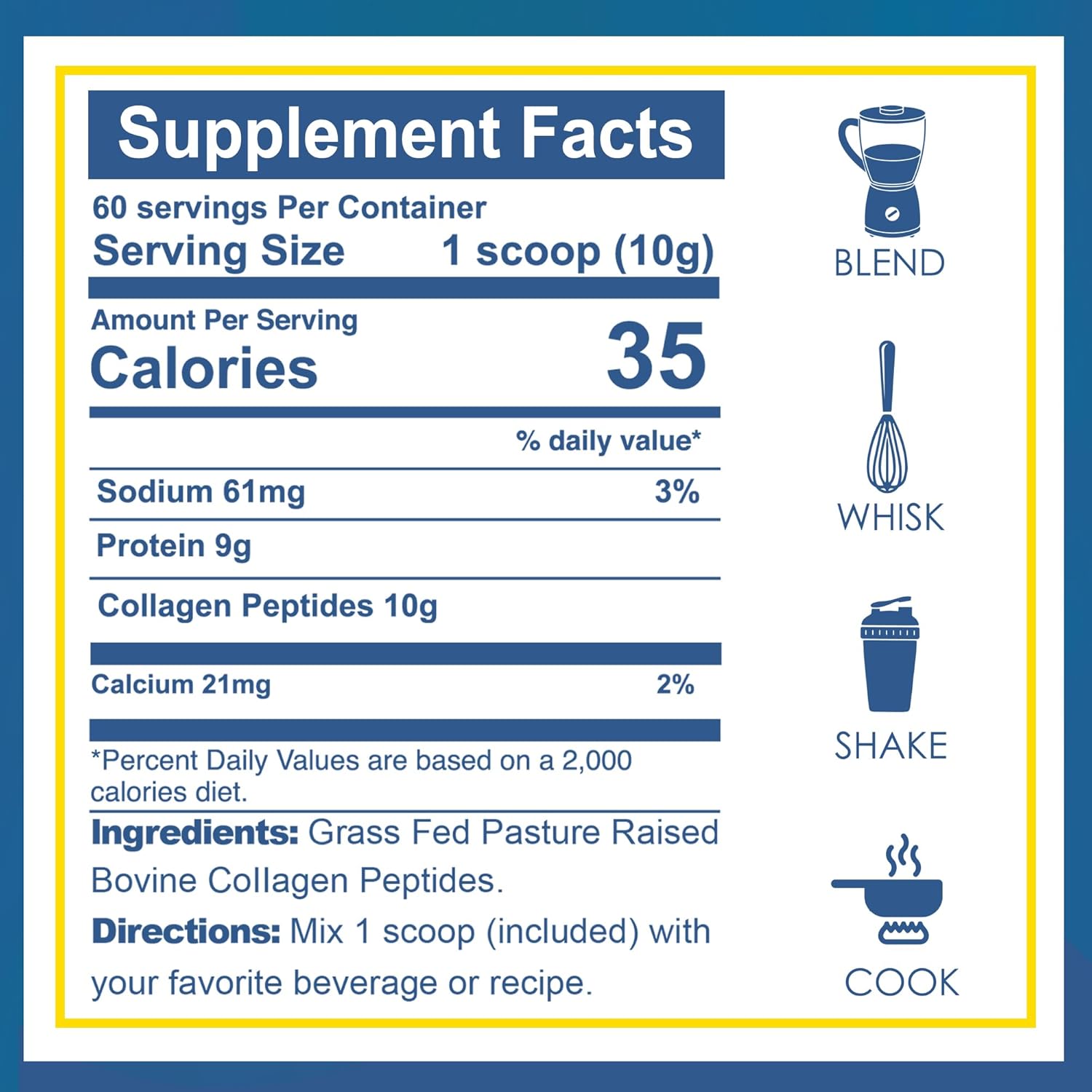 Zammex Premium Collagen Peptides Powder Unflavored,Hydrolyzed Proteins Types I & III, Supports Hair, Skin, Nails, Joints, Grass Fed, Non-GMO, Gluten-Free,Paleo & Keto Friendly,60 Servings