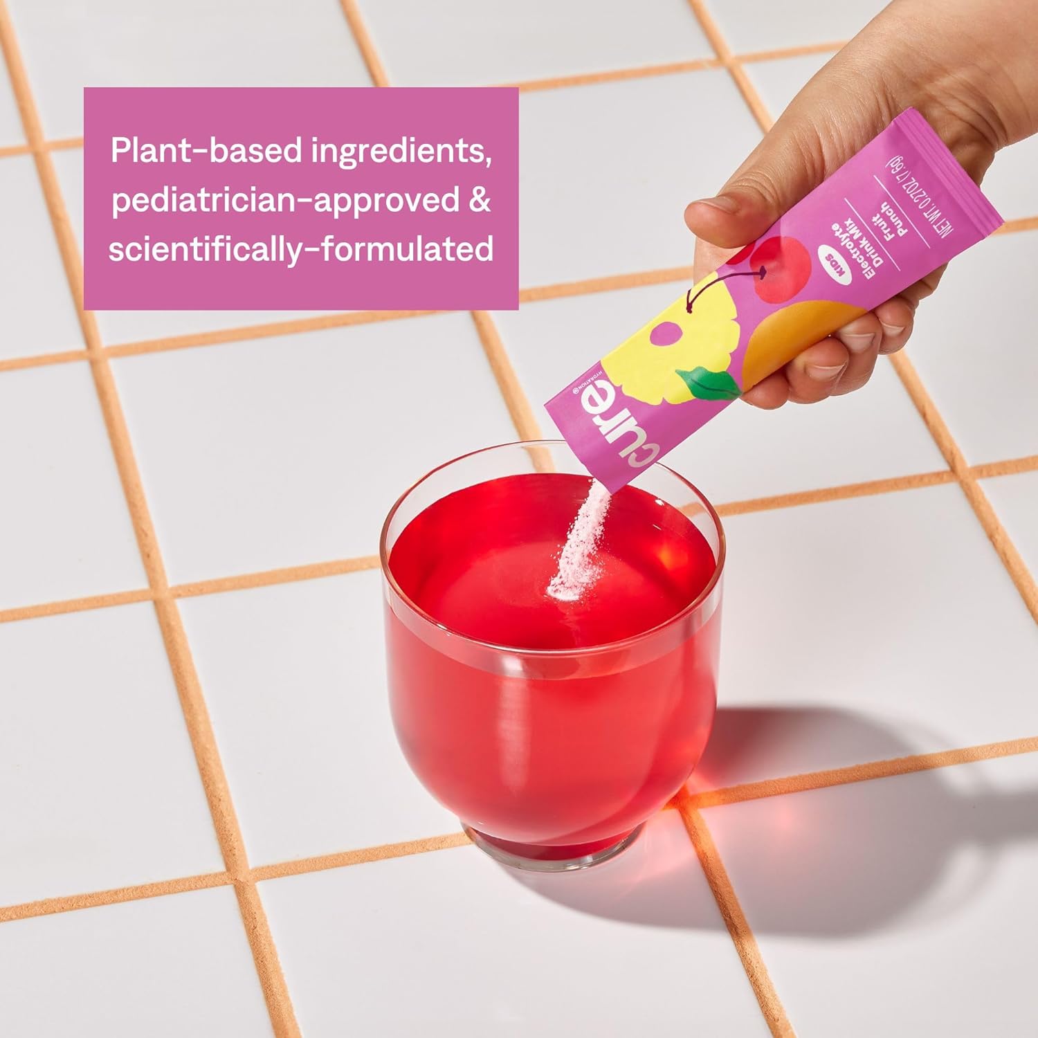Cure Hydration - Kids Electrolyte Drink Mix | Plant-Based Pediatrician Formulated Rehydration | No Added Sugar, FSA-HSA, Non-GMO, Gluten-Free, No Artificial Flavors | 14 Packets - Fruit Punch