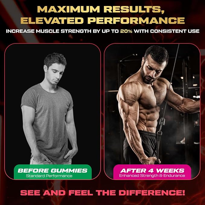 Creatine Monohydrate Gummies for Men & Women, 9000MG Creatine Gummies Sugar Free with L-Taurine, BCAA 2:1, B12 B6 for Boost Strength, Focus & Endurance, Vegan, Non-GMO, Strawberry 120pcs