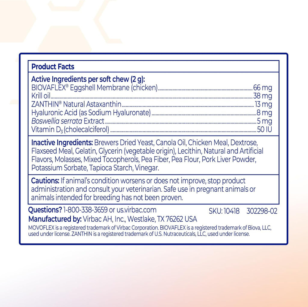 MOVOFLEX Advanced Soft Chews Hip and Joint Support Supplement for Small Dogs 60 Count by Virbac