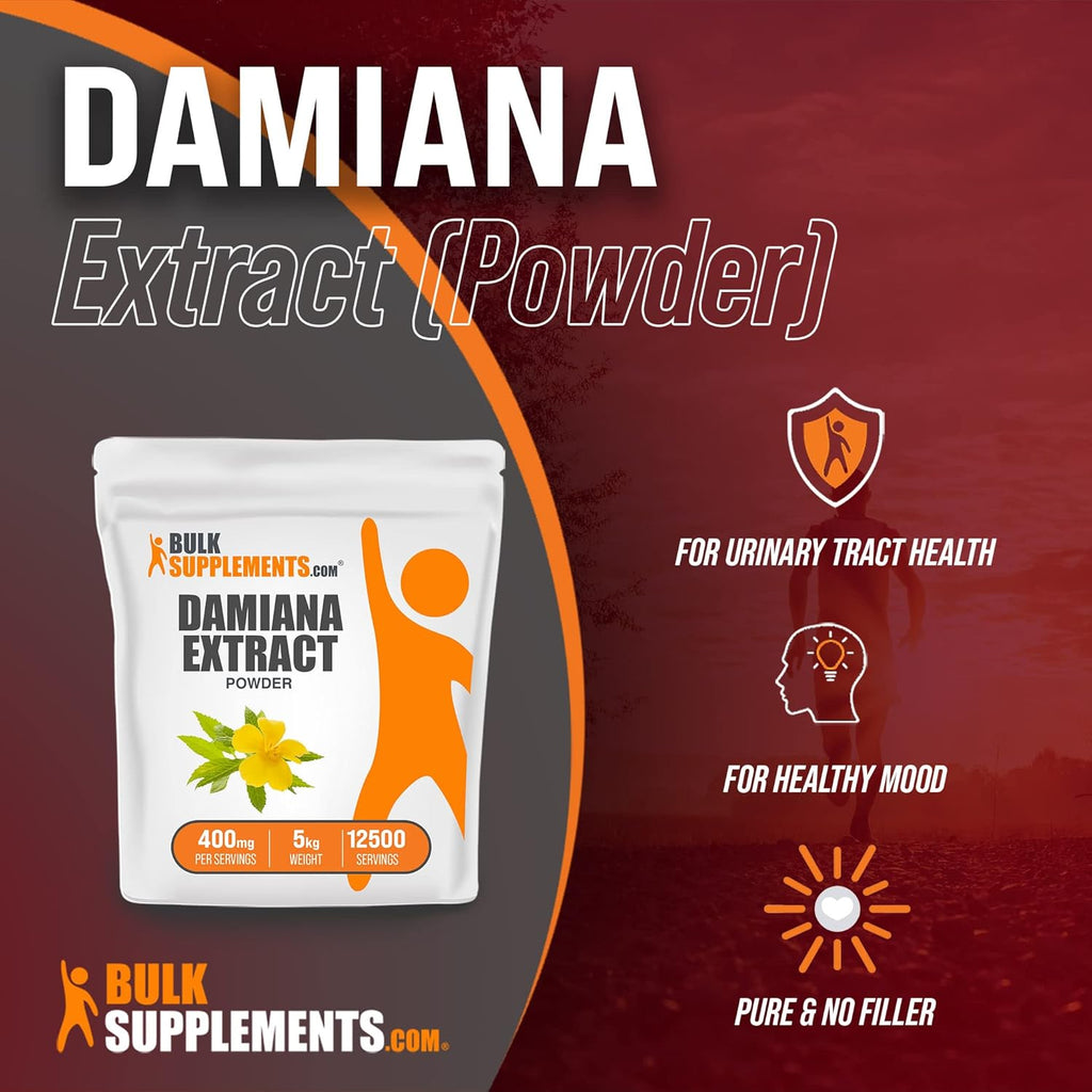 BulkSupplements.com Damiana Extract Powder - Damiana Leaf Extract - Damiana Powder - Damiana Herb - Herbal Supplement - 400mg of Damiana Leaf Extract per Serving (5 Kilograms - 11 lbs)