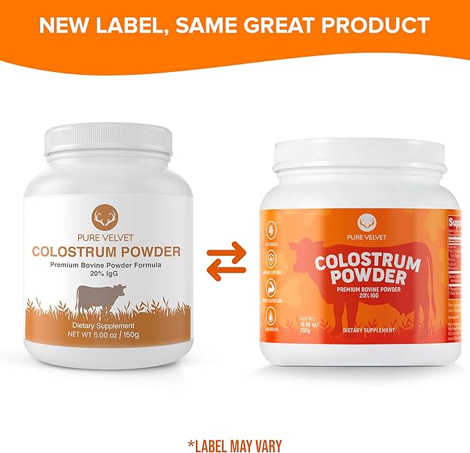 Pure Velvet Colostrum Powder for Gut Health, Bloating, Hair Growth, Immune Support, Bovine Cow Sourced Colostrum Protein, Lactoferrin Supplement, Contains Dairy with Immunoglobulins (IgG) (10 Ounce)