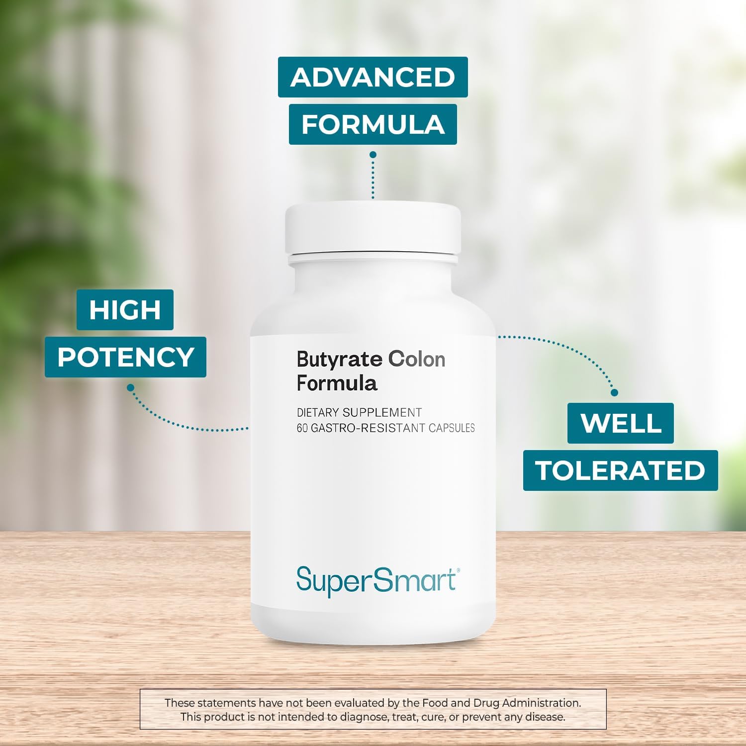 Supersmart Butyrate Colon Formula (Advanced Formula) - with Turmeric, MicrobiomeX & Peppermint Oil | Vegan & Gluten Free - 60 Gastro-Resistant Capsules