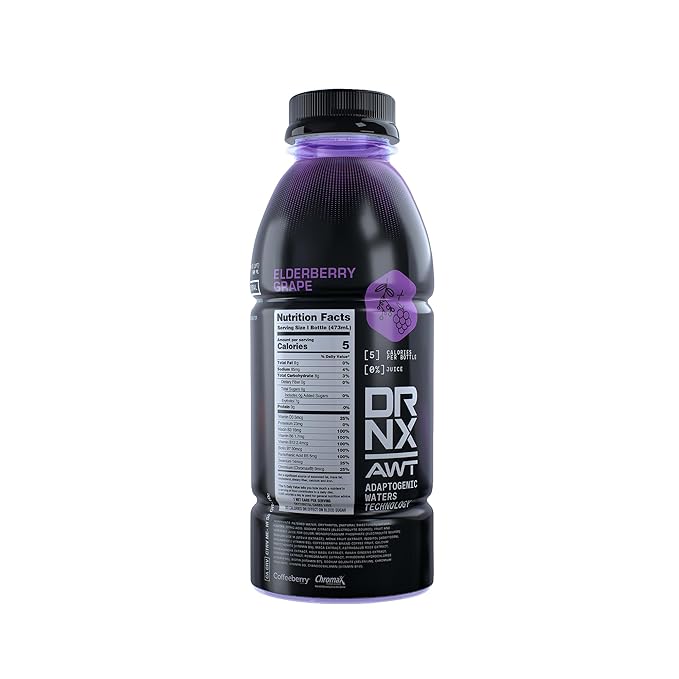 DRNX Water 12 Pack Variety Pack - Zero Sugar - 5 Calories - Super Herbs - Vitamins, Electrolytes, Antioxidants, Keto Friendly, All Natural (Variety Pack) Kiwi Strawberry, Apple Turmeric, Mango Turmeric, Elderberry Grape