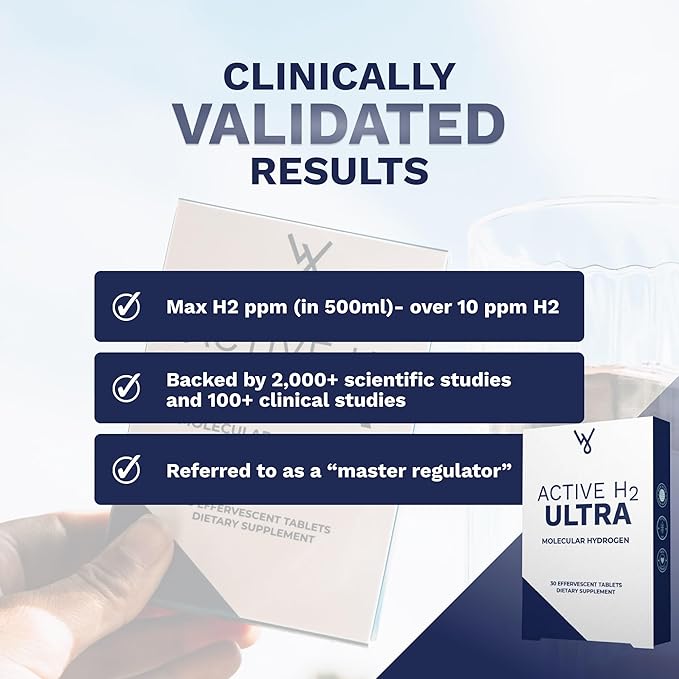 Active H2 Ultra Hydrogen Water Tablet - Optimize Health, Support Immunity, and Balance Antioxidants with Benefits of Molecular Hydrogen (1 Bottle, 60 Tablets)