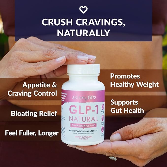 SkinnyFit - GLP-1 Natural Probiotic Supplement (30 Servings) - Weight & Fitness Goals - Cravings, Appetite & Digestion - Berberine & Probiotics - Non GMO, Gluten Free & Dairy Free - Beauty & Body Care