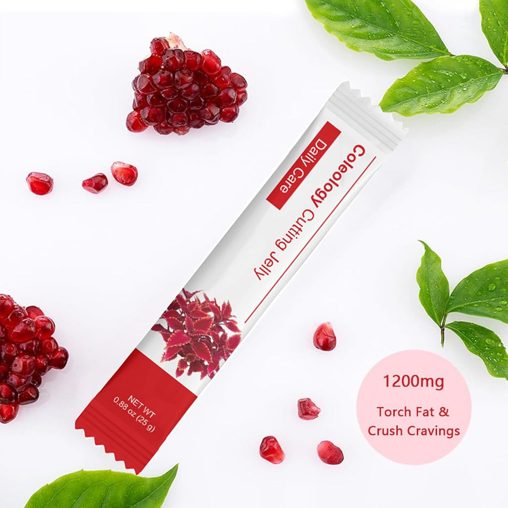 Coleology Cutting Jelly - Korean Jelly Stick Combo with 1200mg Garcinia Cambogia Extract, Chia Seeds Collagen, Detox & Digestion Support & Daily Care, Pomegranate Flavored - 8.81 oz (2Boxes)