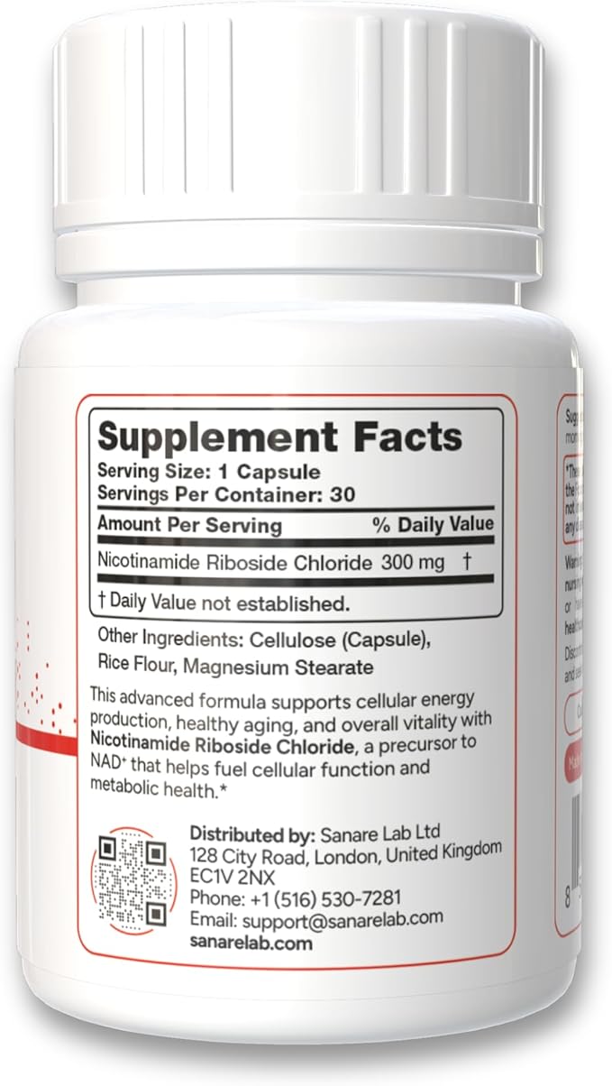 NAD+ Supplement with Nicotinamide Riboside (NR) 300 mg | Cellular Energy & Metabolism Support | 30 Capsules