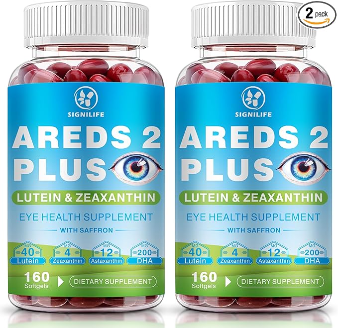 AREDS 2 Plus Lutein and Zeaxanthin Softgels-Eye Vitamins with Astaxanthin 12mg,Vitamins C, E, Saffron & DHA - Eyebright,Blue Light Protection,Eye Health Support-320 Softgels