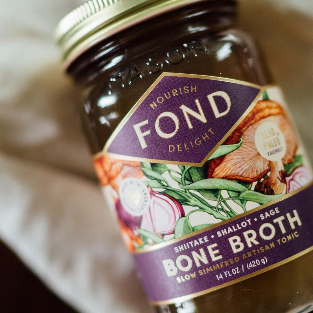 FOND Pasture-Raised Regenerative Chicken Bone Broth infused with Organic Shiitake & Sage