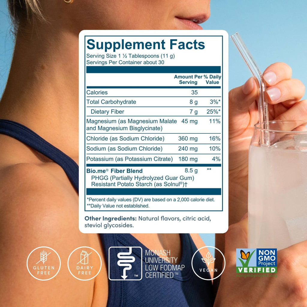 Daily Prebiotic Fiber Lemonade with Electrolytes - 7g Per Serving - Soluble Fiber Supplement Powder for Women & Men - Digestive Health, Gut Health & Hydration - Sugar Free - 30 Servings