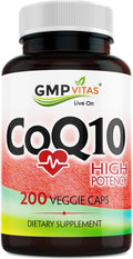 High Potency CoQ10 500mg Per Capsule 200 Veggie Capsules for Heart Health Energy & Antioxidant Support Coenzyme Q10
