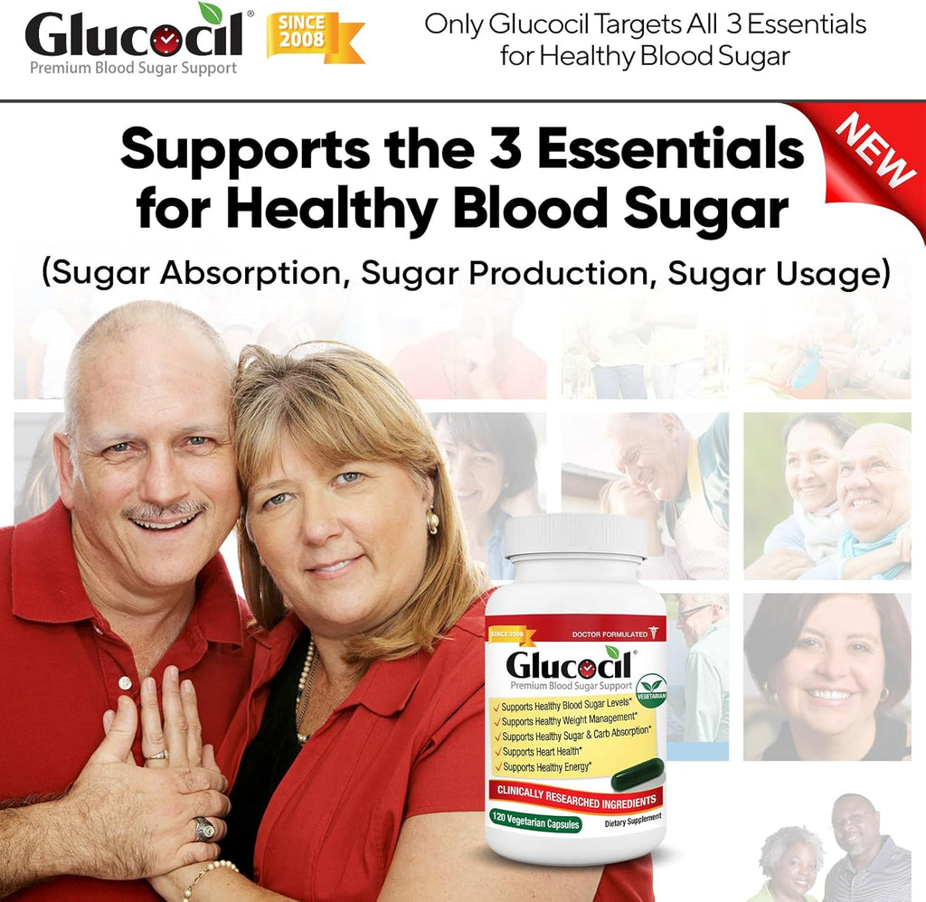 Glucocil – New - Vegetarian Capsules - Premium Blood Sugar Support - Supports The 3 Essentials for Healthy Blood Sugar - with Berberine, Proprietary Mulberry Leaf, and More