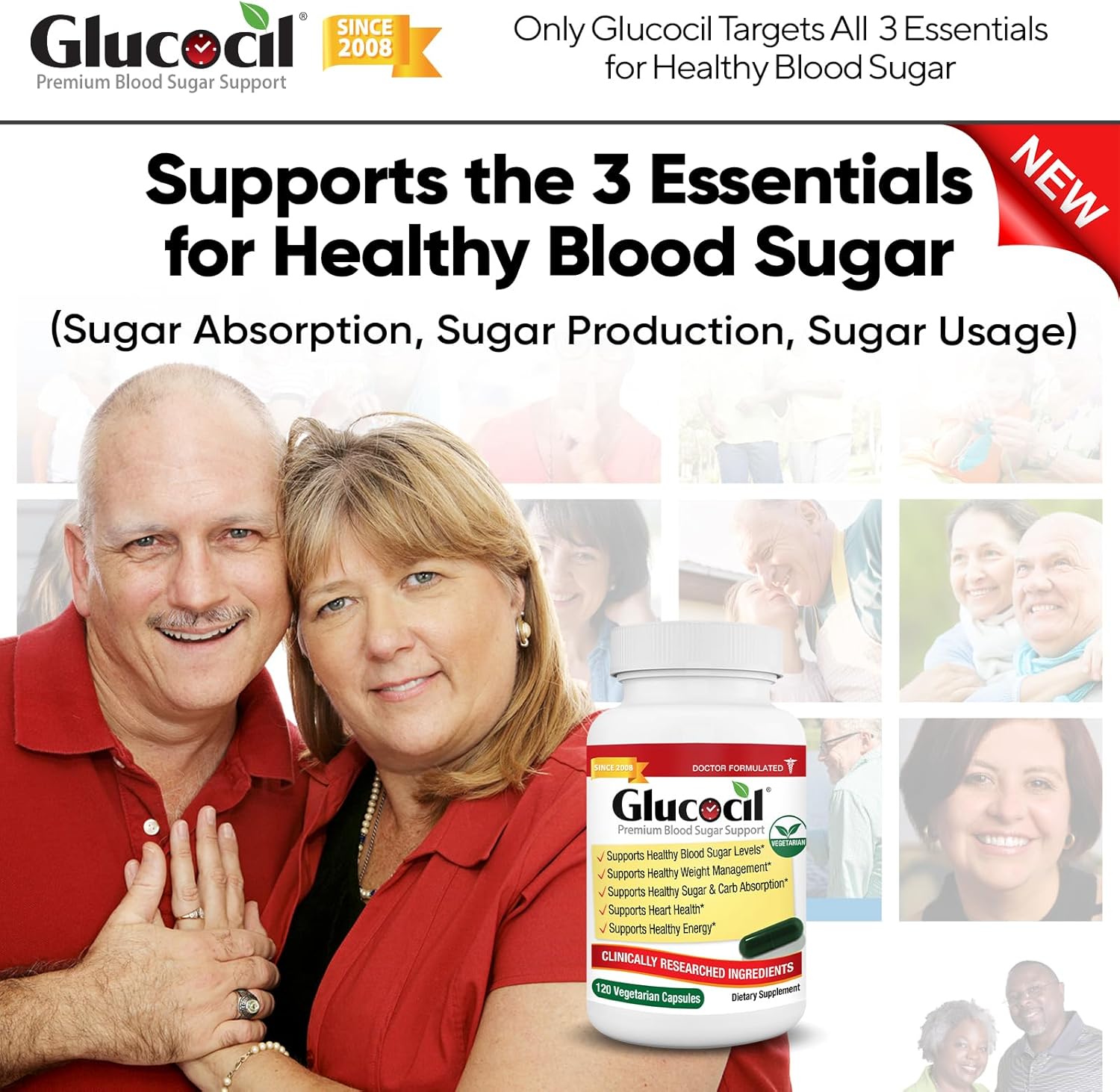 Glucocil – New - Vegetarian Capsules - Premium Blood Sugar Support - Supports The 3 Essentials for Healthy Blood Sugar - with Berberine, Proprietary Mulberry Leaf, and More