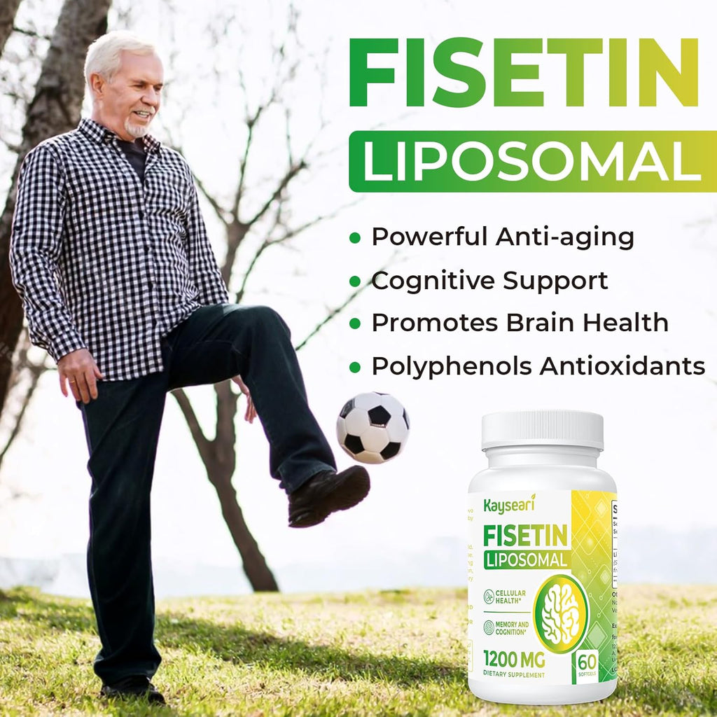 Fisetin 1200mg Liposomal Fisetin Supplements 98% Pure Fisetin Polyphenols Antioxidants Immunity Health Aging Cognitive Support Non-GMO 60 Capsules