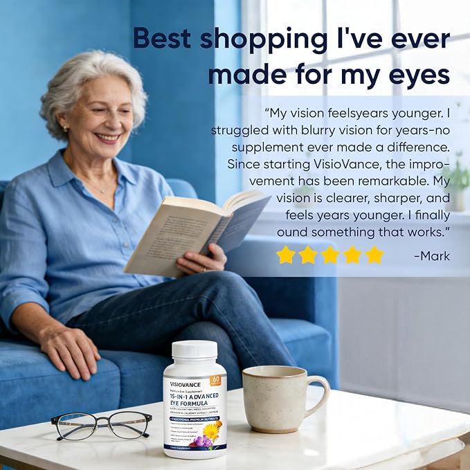 VisioVance 15 in 1 Advanced Eye Formula - Neurobella Eye Formula with All 3 Carotenoids, Lutein & Zeaxanthin, Bilberry Extract and Saffron, 60ct(1)