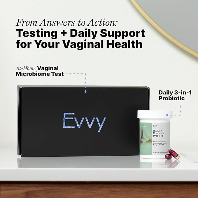 Evvy Women's 3-in-1 Complete Probiotic I Daily Probiotic Supplement to Reduce Bloating I Supports Gut, Urinary & Vaginal Health | Includes Vaginal Probiotics for Feminine Care | 30 Day Supply