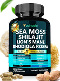 Adndale True Sea Moss Capsules. Shilajit for Men and Women Supplement with Lion's Mane, Rhodiola Rosea, CoQ10-90 Count