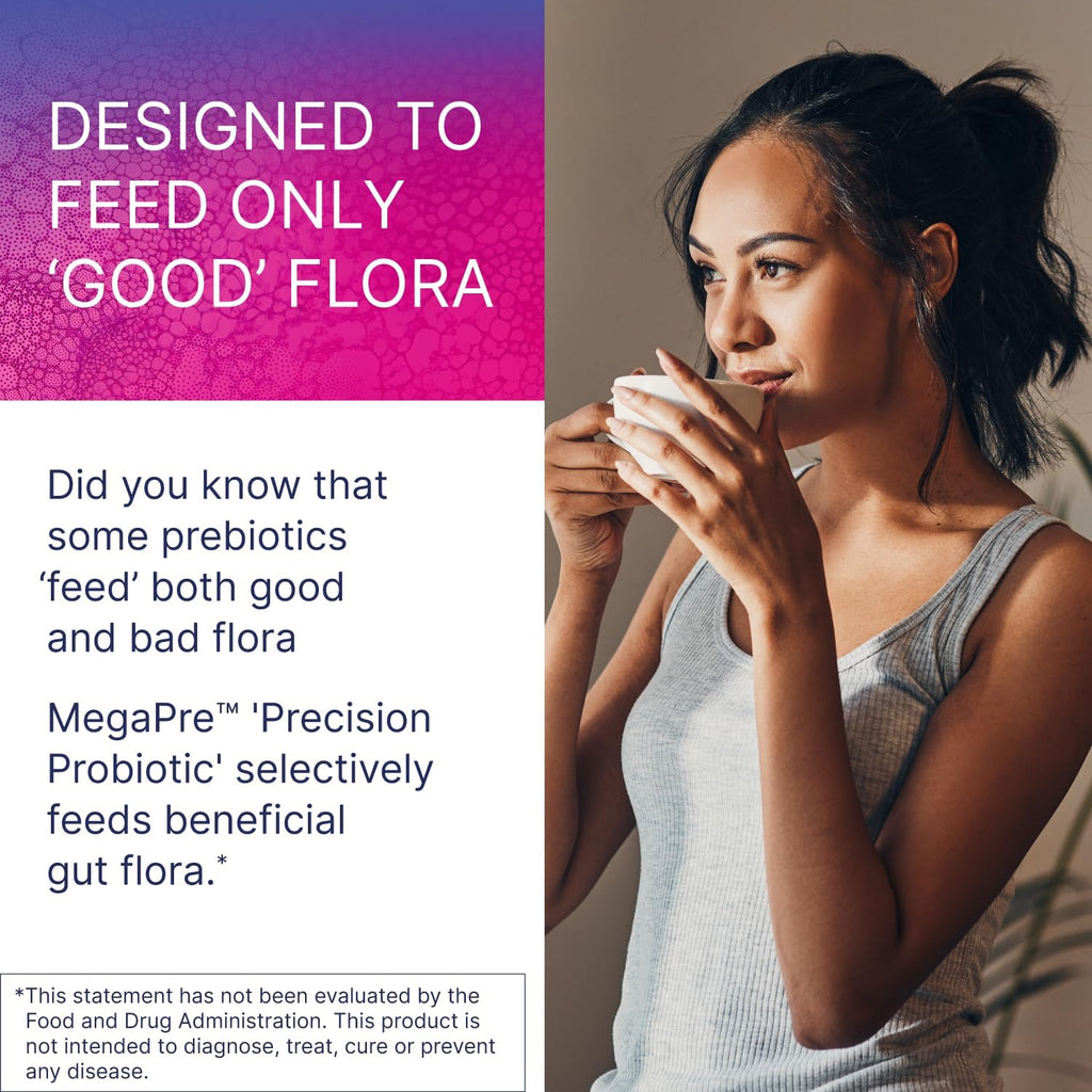 Microbiome Labs MegaPre Prebiotic Fiber Powder for Women, Men & Kids - Pre-Dosed Prebiotic Fiber Supplement Powder with Clinically Tested Oligosaccharides - Pineapple Orange Guava (30 Drink Packets)